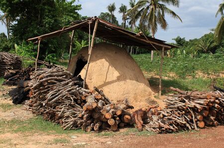 natural incinerator that it made from clay to burn firewood の写真素材