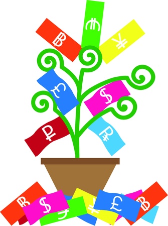 monetary tree comprise cash with many monetaryのイラスト素材