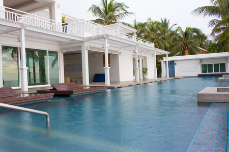 Prachuap Khiri Khan, Thailand-August 23,2015: Rain drop scene in the swimming poolのeditorial素材