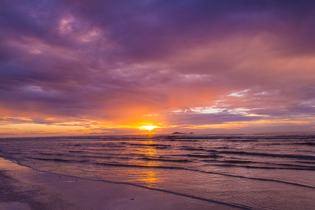 Prachuap Khiri Khan, Thailand-August 23,2015: Thai gulf sea in sunrise sceneのeditorial素材