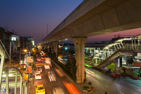 Bangkok, Thailand - February 13,2017 : Bangkok traffic flow in evening time on Sukhumvit road