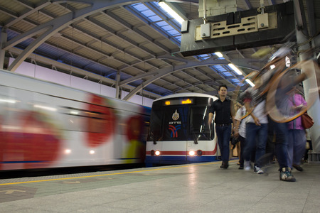 Bangkok, Thailand-May 20,2015: Sky Train Station. The Bangkok Mass Transit System, commonly known as the BTS or the Skytrain, Baering is terminal stationのeditorial素材