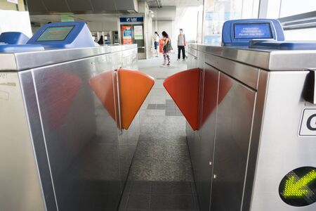 Samutprakarn, Thailand - February 20,2018 : Unidentified peoples at BTS skytrain Samrong Extend...