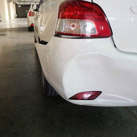 Car dented after acidentの写真素材