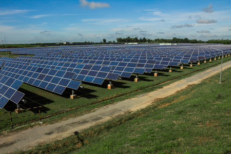 Solar energy with blue sky, Solar panel is a clean and energy for free use.