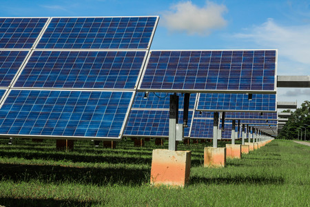 Solar energy with blue sky, Solar panel is a clean and energy for free use.