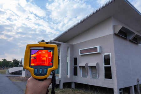 Thermoscan(thermal image camera), Industrial equipment used for checking the internal temperature of the machine for preventive maintenance and can check the temp for the house.の写真素材