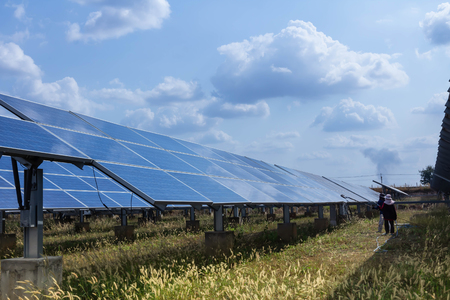Solar panel, alternative electricity source - concept of sustainable resources, This's the sun...