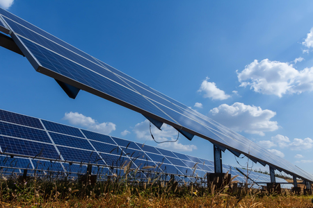 Solar panel, alternative electricity source - concept of sustainable resources, And this is a new system that can generate electricity more than the original, This's the sun tracking systems.の写真素材