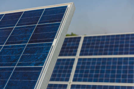 Solar panel, alternative electricity source - concept of sustainable resources, And this is a new system that can generate electricity more than the original, This's the sun tracking systems.の写真素材