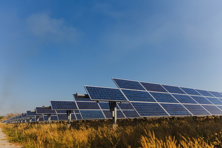 Solar panel, alternative electricity source - concept of sustainable resources, And this is a new system that can generate electricity more than the original, This's the sun tracking systems.の写真素材