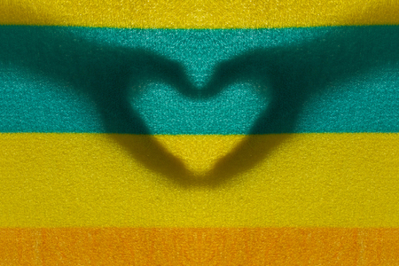 Multi-colored nano blankets with heart shadows is symbolizing love and concern in the Valentine's Day festival.の写真素材