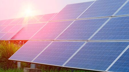 Solar panel, alternative electricity source, concept of sustainable resources, And this is a new system that can generate electricity more than the original, This's the sun tracking systems.の写真素材