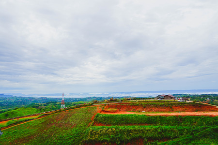 Fresh green mountainand and cloudy sky in morning, at Khao Kho, Phetchabun, Thailand.のeditorial素材
