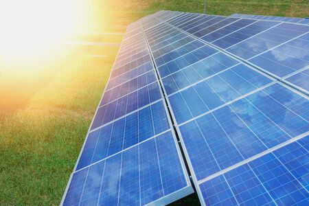 Solar panel, alternative electricity source, concept of sustainable resources, And this is a new system that can generate electricity more than the original, This's the sun tracking systems.の写真素材