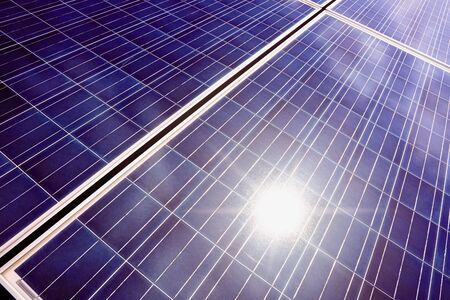 Solar panel(solar cell) with the cloud on sky, hot climate causes increased power production,...