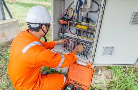 Engineers used a tool for checking the performance of the solar panel to confirming systems working...