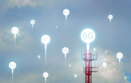 Concept of future technology 6G network wireless network that will control everything through...