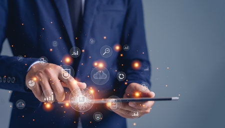 Digital transformation change management, internet of things. Ai technology. new technology bigdata...