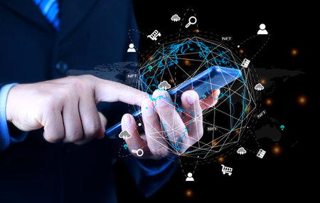 information technology networks Internet connecting wireless devices around the world. information...