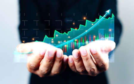 Business success concept . concept wealth stock investment.Business growth in the digital age.Digital transformation for next generation technology.concept technology is growing by leaps and boundsの写真素材