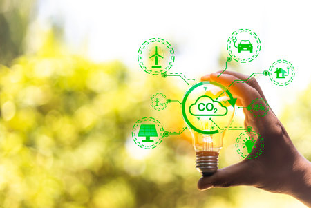 eco friendly energy. Innovation technology eco green concept. Icon bulb energy sources for renewable...