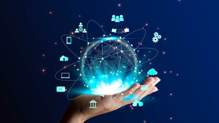 Information Technology Networks Internet Connecting Wireless Devices around the world. Information...