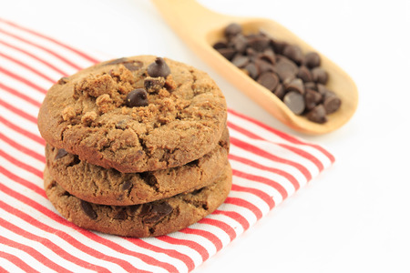 chocolate chip cookie isolated on white backgroundの写真素材