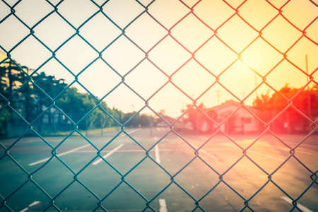 metallic fence at the sunset.greeting cardsの写真素材