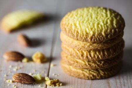 Chocolate chip cookies on wooder background.vintage styleの写真素材