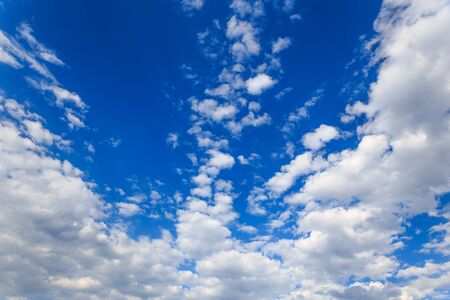 Beautiful Blue Sky Background Template With Some Space for Input Text Message Below Isolated on Blueの写真素材
