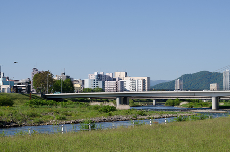 Toyohira river landscapeのeditorial素材