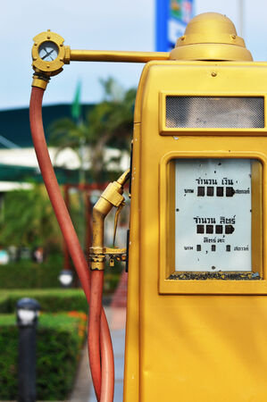 Yellow Antique Fuel Dispensers in Thailandの写真素材
