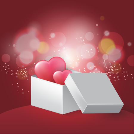 present box with hearts Valentine's day vector backgroundのイラスト素材