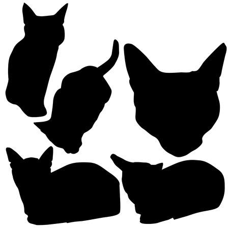 Vector Silhouettes of Cats  in different actions のイラスト素材