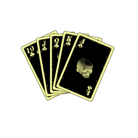detailed royal flush on white background