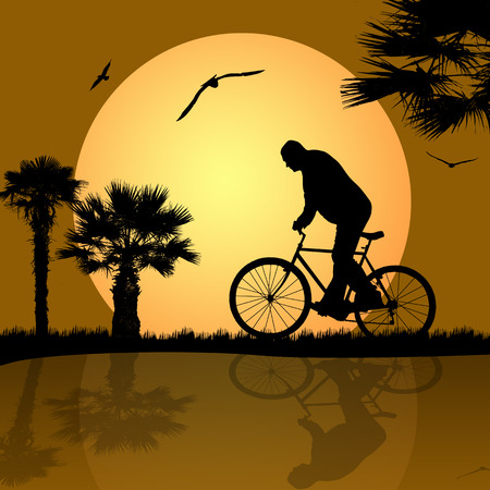 bicyclist on the abstract backgroundのイラスト素材