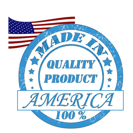 Stamp with flag of the USA, made in quality productのイラスト素材