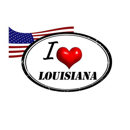 Grunge stamp with text I Love Louisiana inside and USA flag illustration のイラスト素材