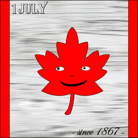 Canada Day flag funny illustration, vector old vintageのイラスト素材