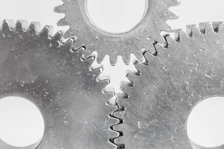 close up gears set for unity meaning on isolated backgroundの写真素材
