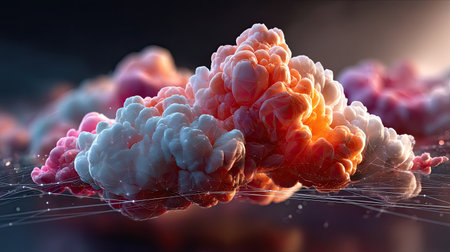 A vibrant and colorful abstract cloud formation featuring soft textures and dynamic lighting. Ideal for creative projects and modern designs.の素材