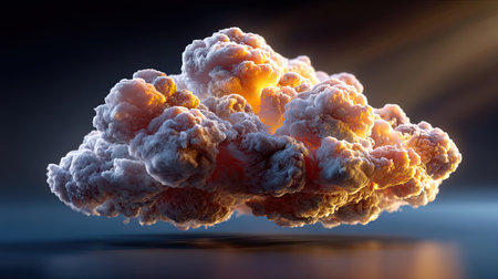 This stunning image showcases a dynamic cloud formation, bursting with vibrant colors and light. It creates a striking atmospheric effect, evoking emotions of awe and tranquility.の素材