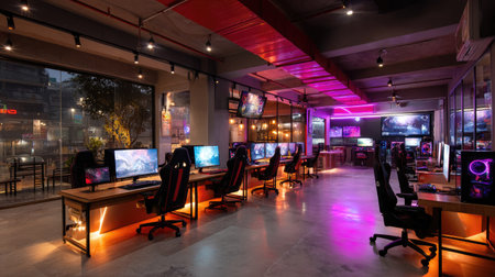 A vibrant gaming cafの素材