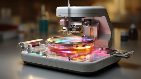 This image showcases modern laboratory equipment designed for precision research, featuring vibrant colors and innovative technologies for experimentation.の素材