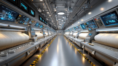A modern industrial facility showcasing advanced equipment and machinery used in precision manufacturing processes, featuring a clean and efficient workspace.の素材