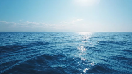 Calm European sea with blue waves, no people, and copy space for travel designs or promotional materialの素材