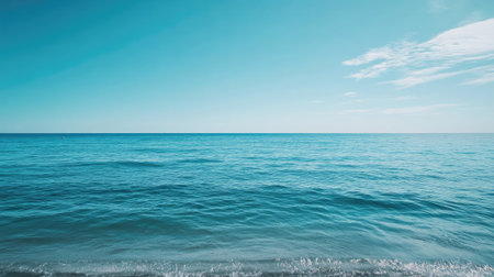 Clear blue sea along the European coast, no people, and copy space available for vacationの素材