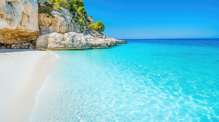 European sea with crystal clear waters, no people, ample copy space for travel-related material -の素材