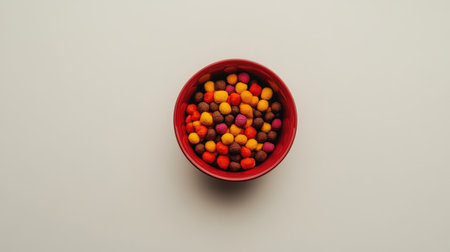Dog food bowl with squeaky toys, top view on a plain white background, copy space availableの素材